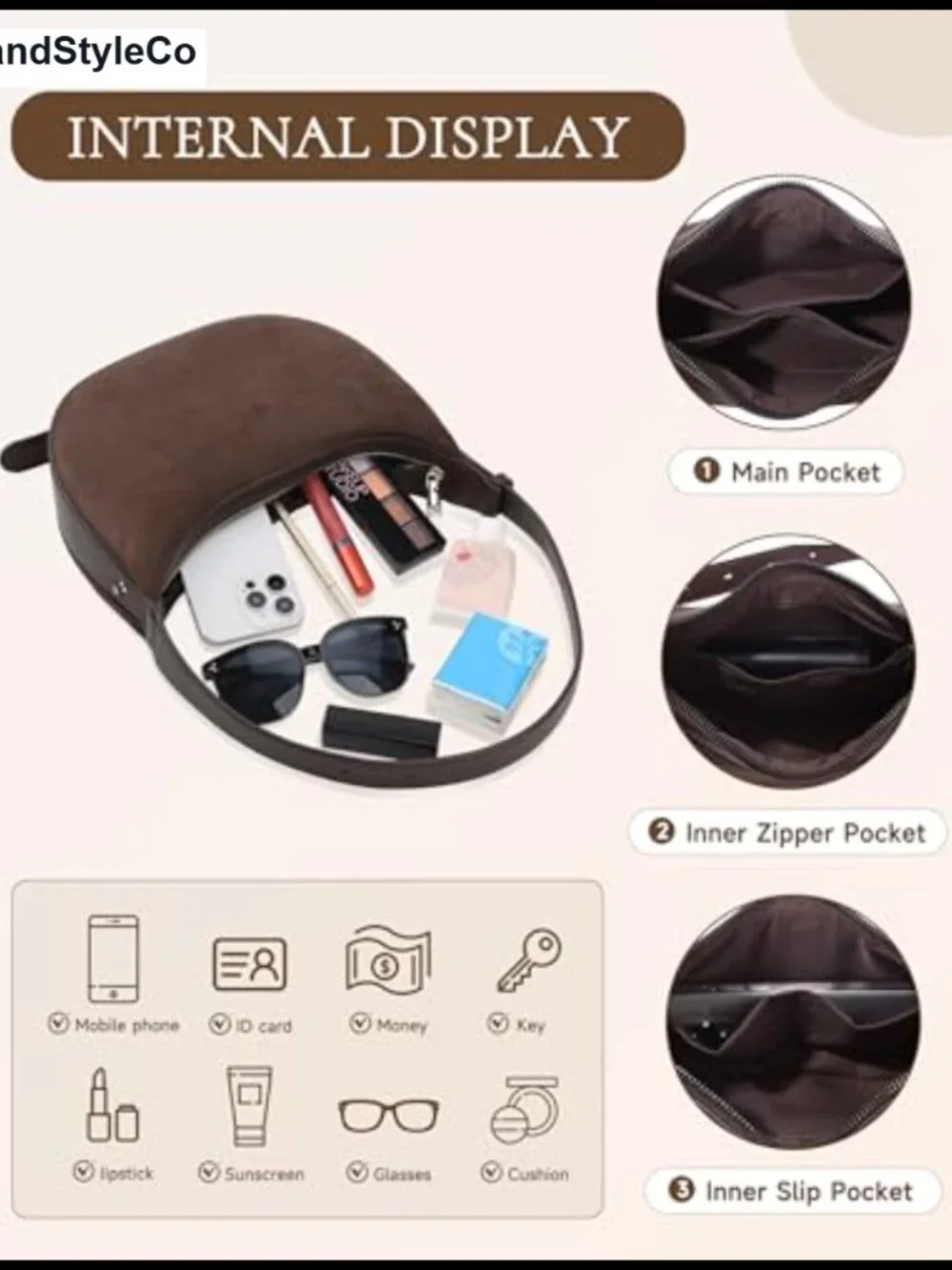Suede Crossbody Bag for Women Crescent Shoulder Hobo Purse with Adjustable Strap